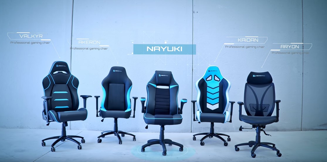 La silla gaming Nayuki junto con otros cuatro modelos de sillas Newskill